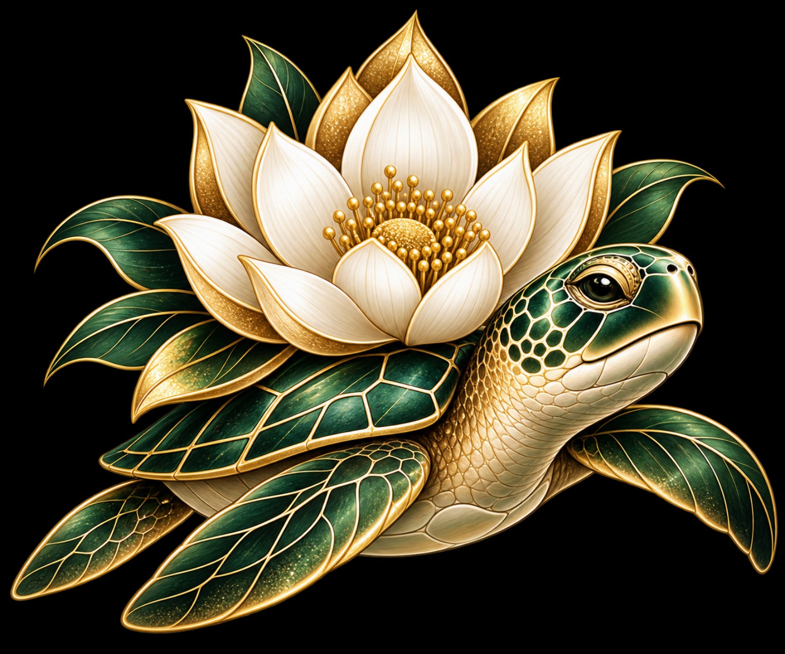 Her Layers Unfold turtle and lotus logo